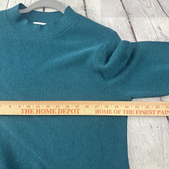 J. Jill‎ Soft Knit Sweater Dress Teal Green Knit Mock Neck Pullover Size Medium - Picture 7 of 10
